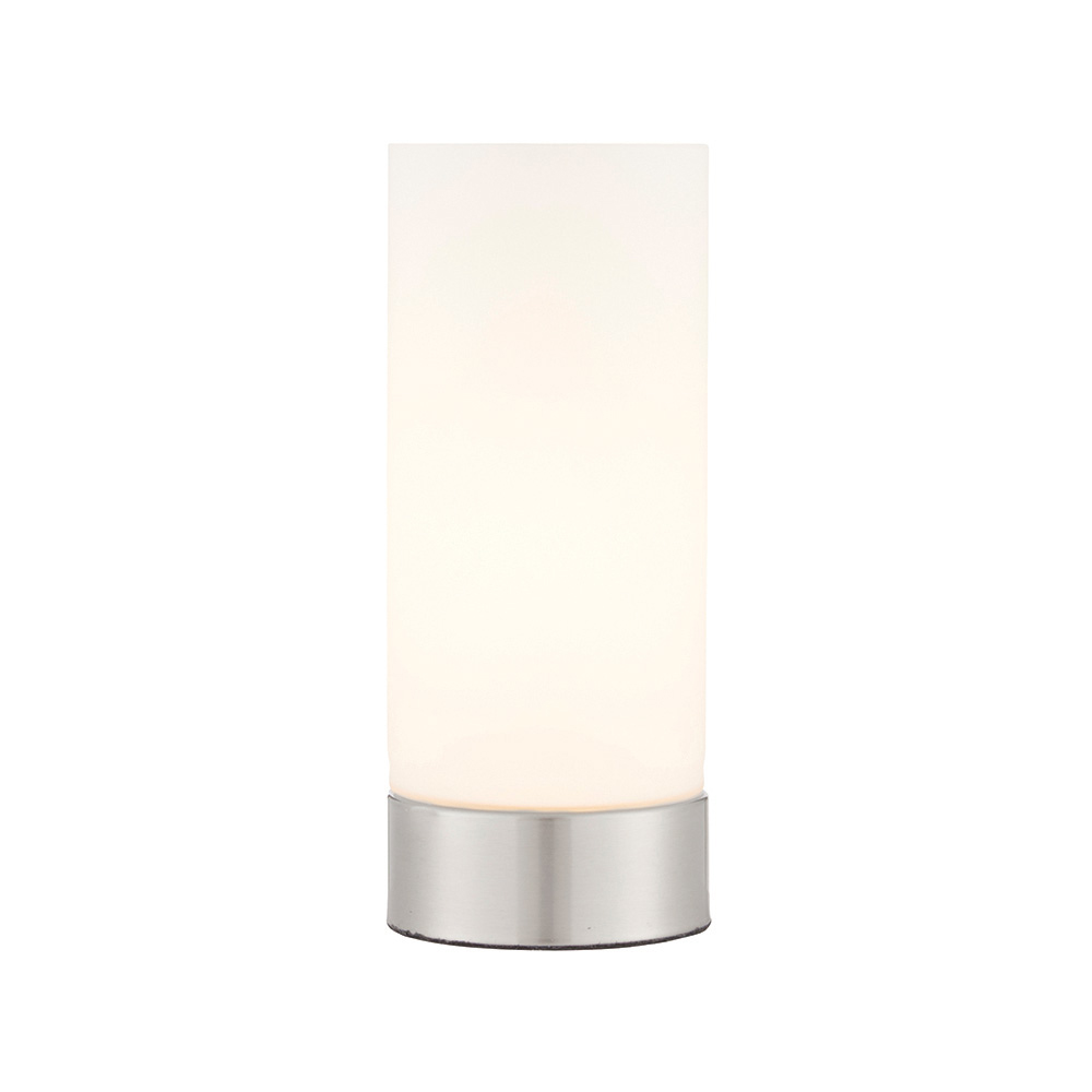Destin Opal Glass Cylindrical Shade USB Table Lamp In Chrome