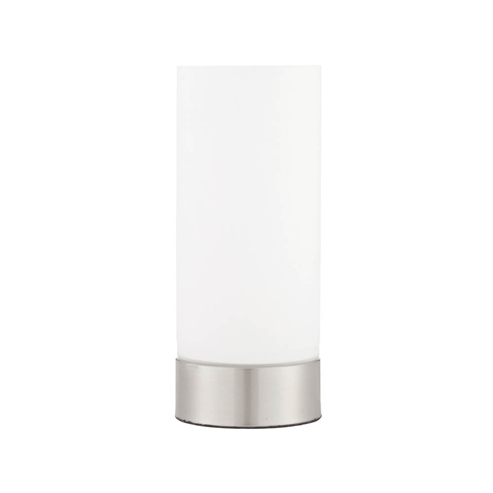Destin Opal Glass Cylindrical Shade USB Table Lamp In Chrome