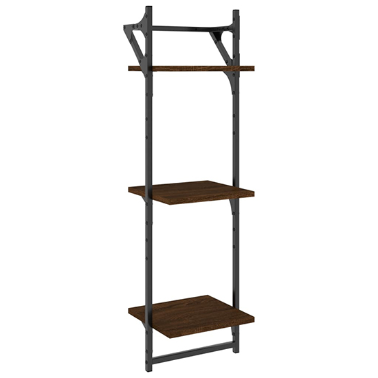 Destin Set Of 2 Wooden Wall Shelf 3-Tier In Brown Oak