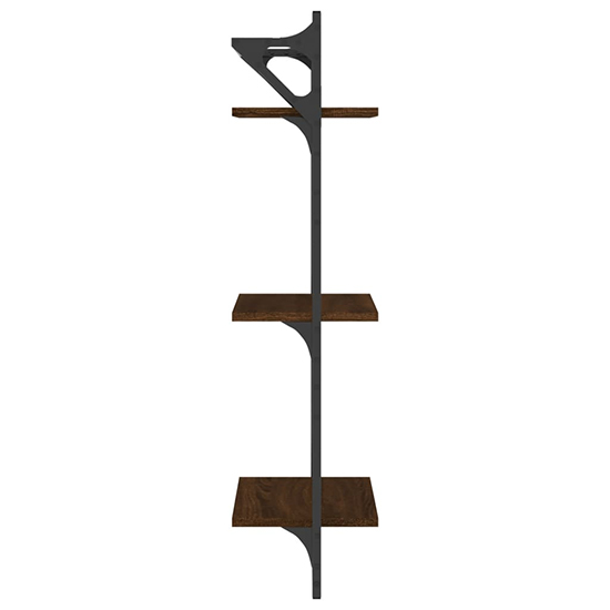 Destin Set Of 2 Wooden Wall Shelf 3-Tier In Brown Oak