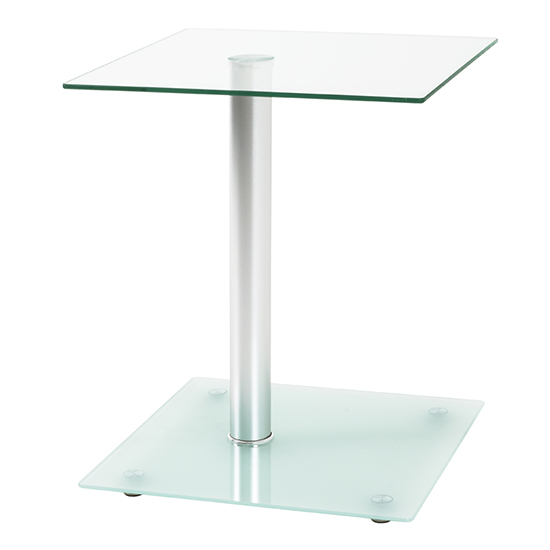 Photo of Destin square clear glass side table with aluminium support