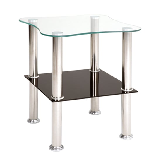 Photo of Destin square glass side table in black with chrome base