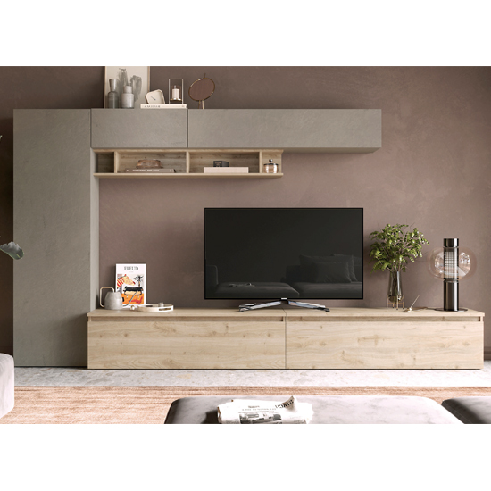 Product photograph of Destin Wooden Entertainment Unit In Clay And Cadiz Oak from Furniture in Fashion