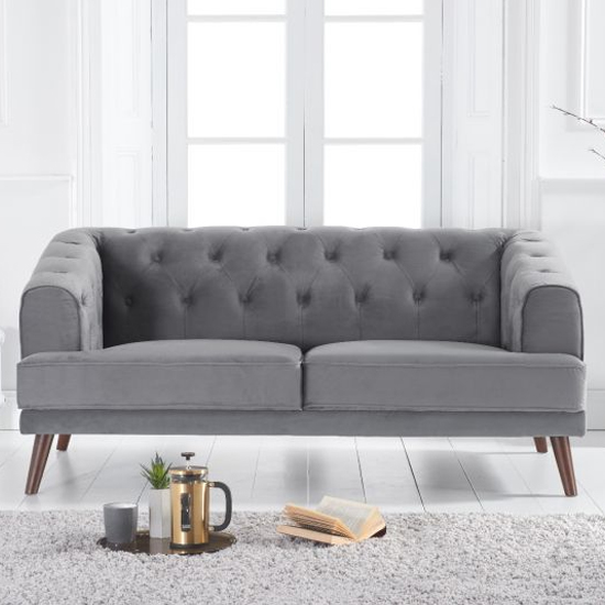 Destone Velvet Upholstered 2 Seater Sofa In Grey Sale