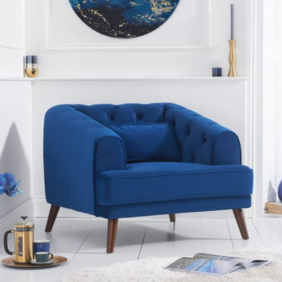 Opel Velvet Armchair In Deep Blue FiF