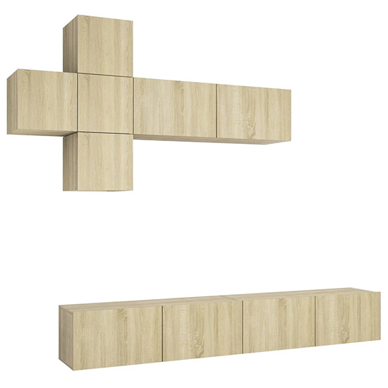 Detlef Wall Hung Wooden Entertainment Unit In Sonoma Oak