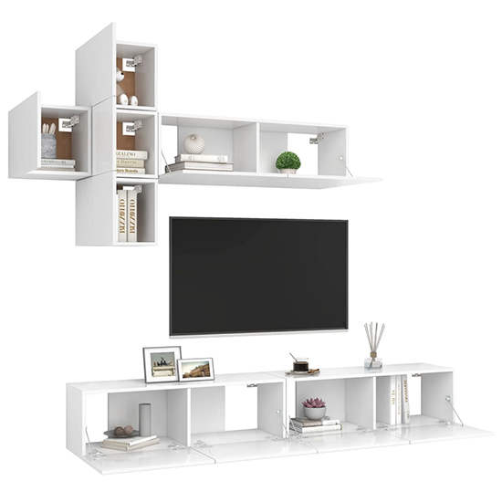 Detlef Wall Hung Wooden Entertainment Unit In White
