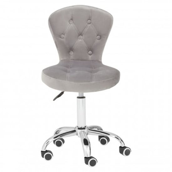 Detra Rolling Home And Office Velvet Chair In Grey