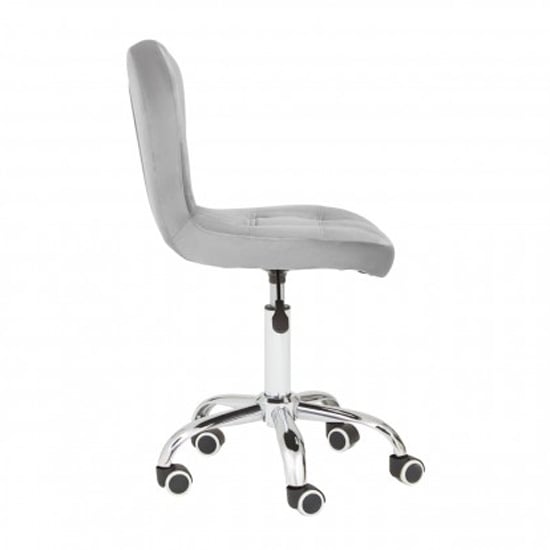 Detra Rolling Home And Office Velvet Chair In Grey