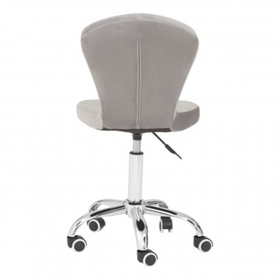 Detra Rolling Home And Office Velvet Chair In Grey