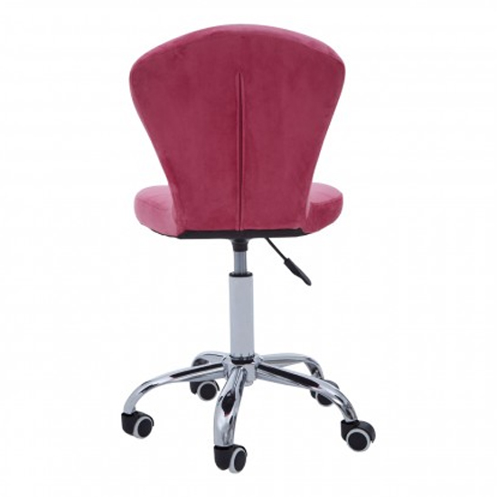 Detra Rolling Home And Office Velvet Chair In Pink