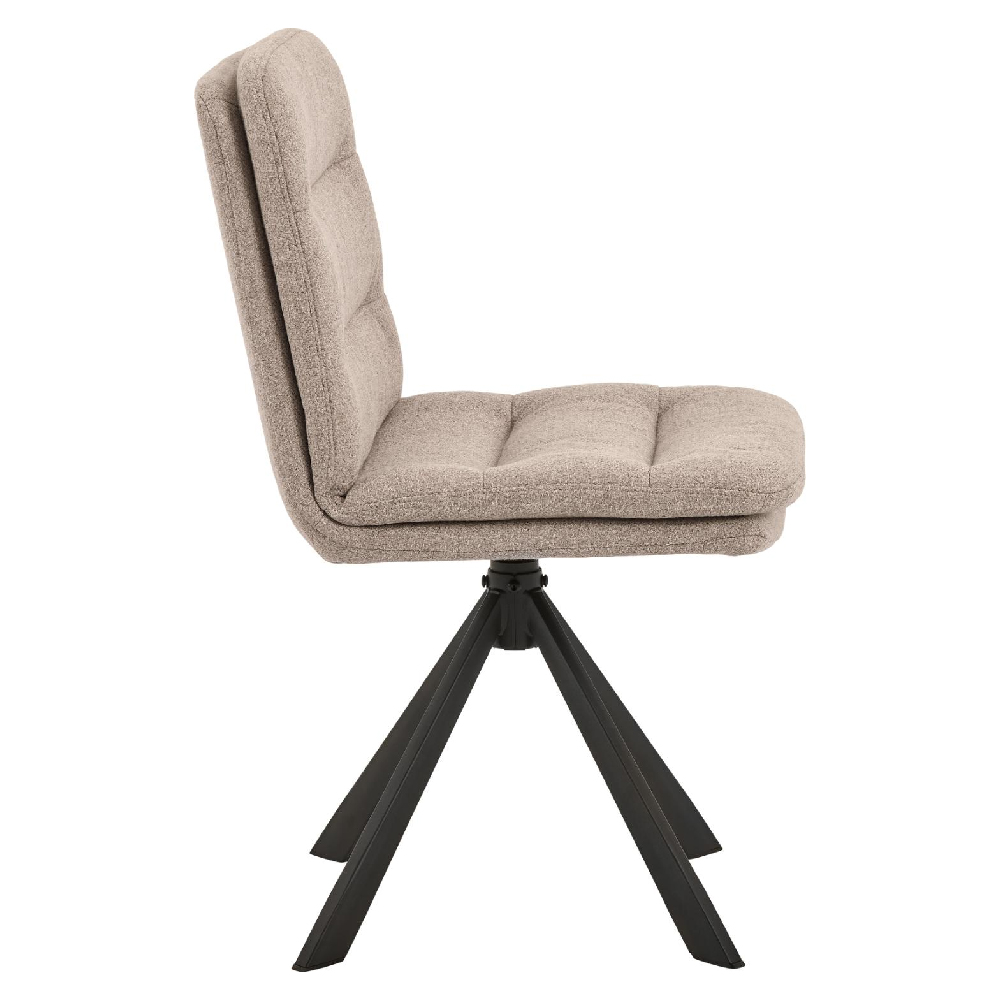 Detroit Beige Fabric Dining Chairs With Black Legs In Pair