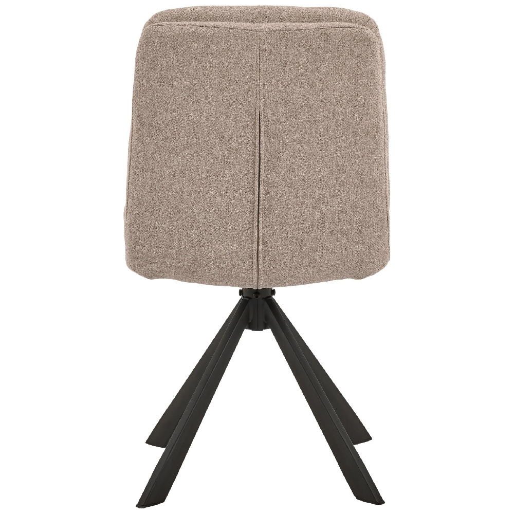 Detroit Beige Fabric Dining Chairs With Black Legs In Pair