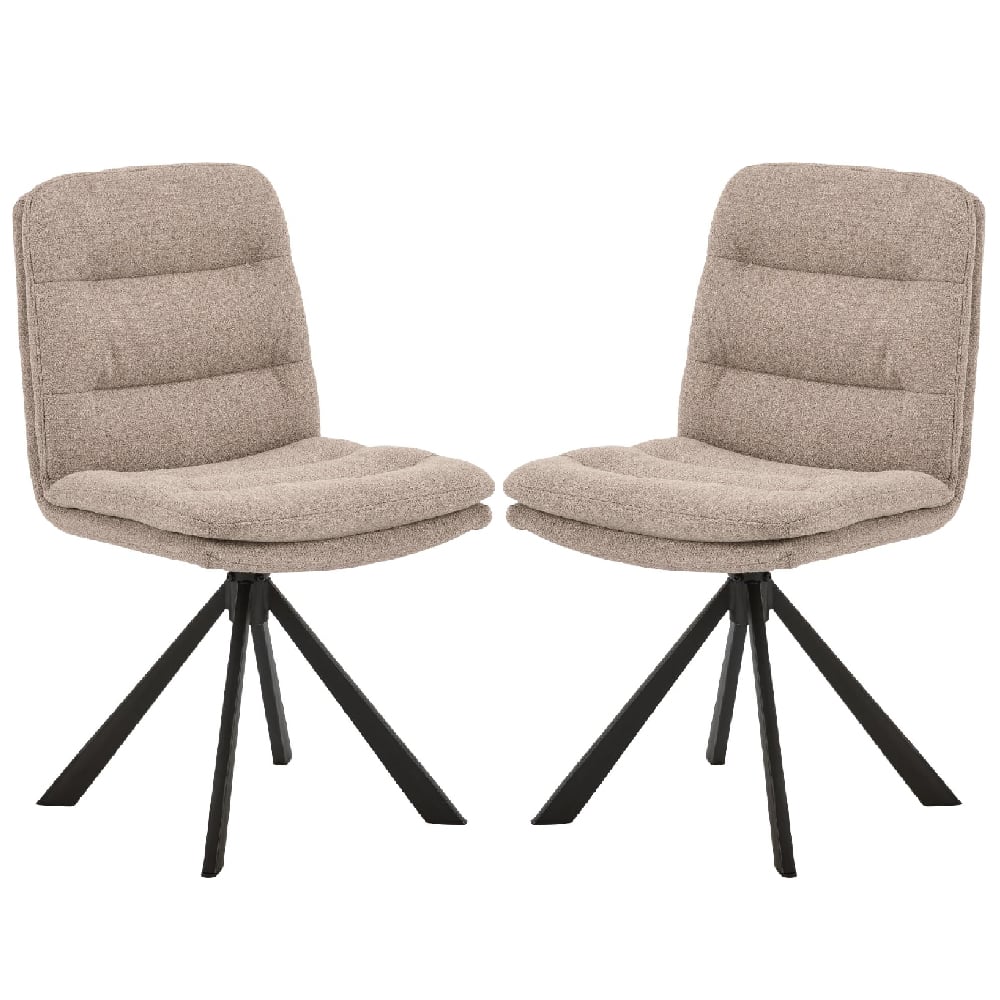 Product photograph of Detroit Beige Fabric Dining Chairs With Black Legs In Pair from Furniture in Fashion