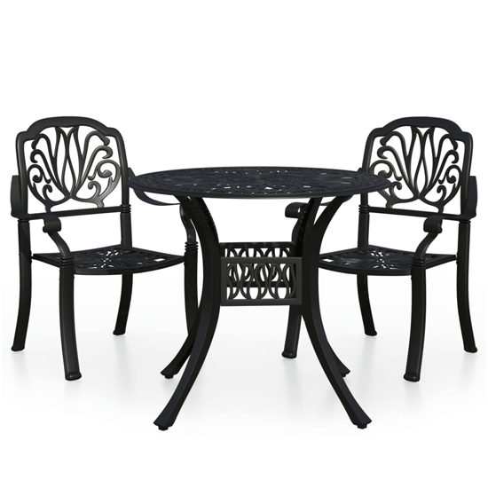 Detroit Cast Aluminium 3 Piece Bistro Set In Black
