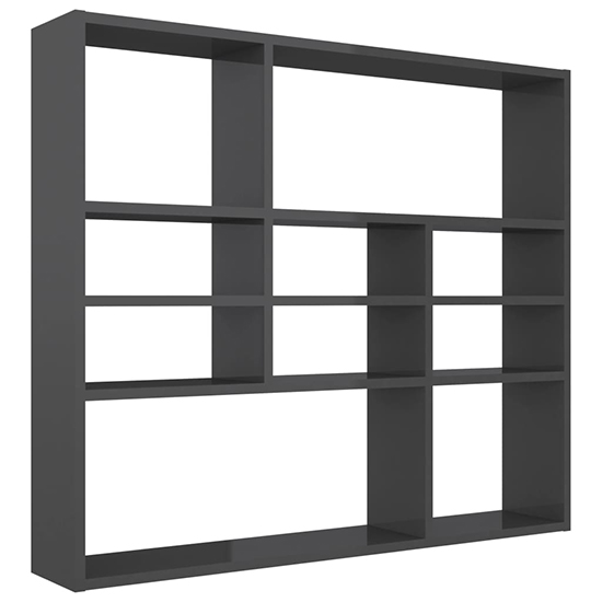 Deus High Gloss Wall Shelf With 10 Compartments In Grey_2