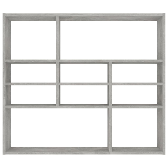 Deus Wooden Wall Shelf With 10 Compartments In Concrete Effect