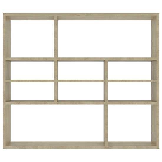 Deus Wooden Wall Shelf With 10 Compartments In Sonoma Oak