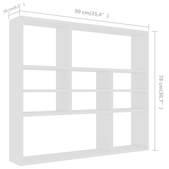 Deus Wooden Wall Shelf With 10 Compartments In White_4