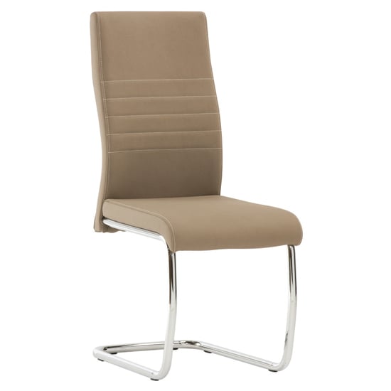 Devan Cantilever Faux Leather Dining Chair In Taupe