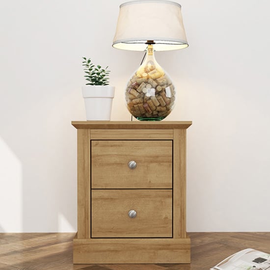 Photo of Devan wooden bedside cabinet with 2 drawers in oak