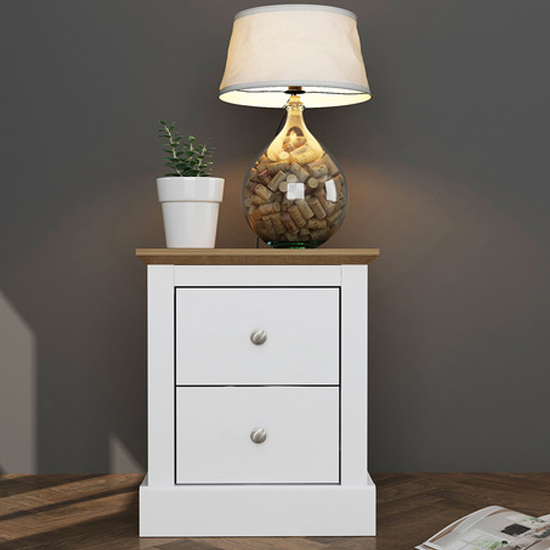 Read more about Devan wooden bedside cabinet with 2 drawers in white