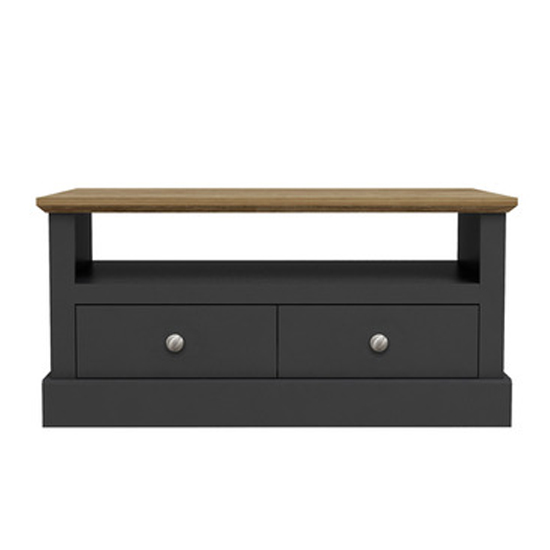 Photo of Devan wooden coffee table with 2 drawers in charcoal