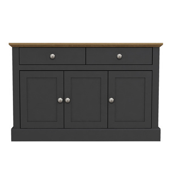 Devan Wooden Sideboard With 3 Doors And 2 Drawers In Charcoal