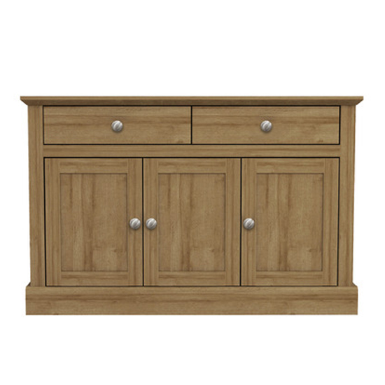 Photo of Devan wooden sideboard with 3 doors and 2 drawers in oak