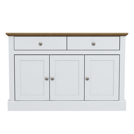 Devan Wooden Sideboard With 3 Doors And 2 Drawers In White_1