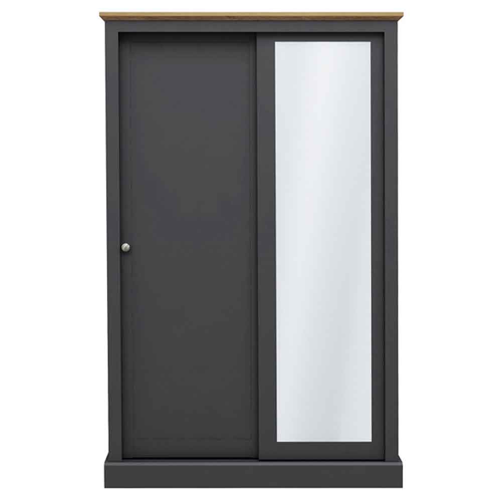 Devan Wooden Sliding Wardrobe With 2 Doors - Charcoal And Oak