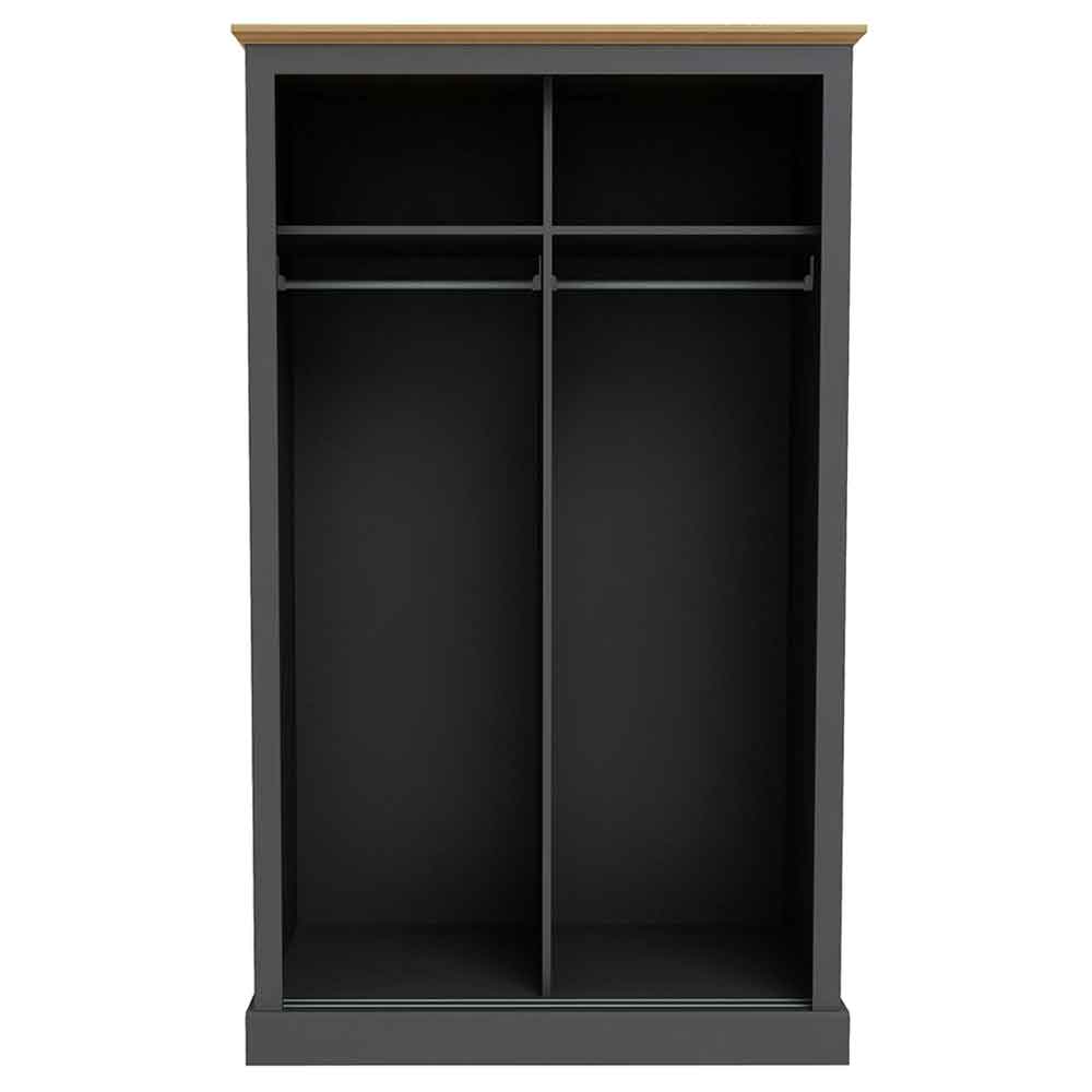 Devan Wooden Sliding Wardrobe With 2 Doors - Charcoal And Oak