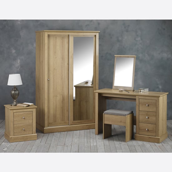 Devan Wooden Sliding Wardrobe With 2 Doors In Oak_3
