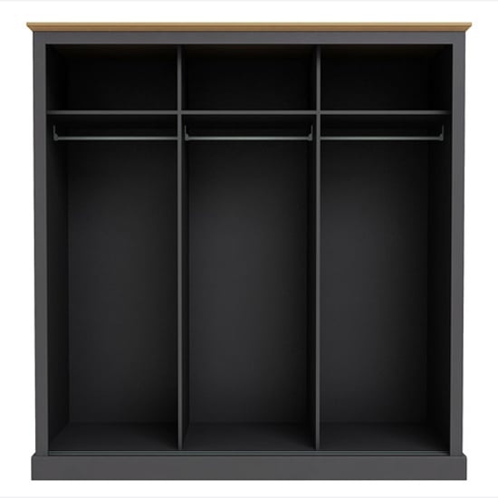 Devan Wooden Sliding Wardrobe With 3 Doors In Charcoal_2