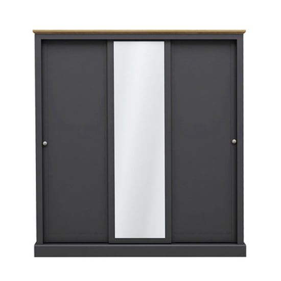 Photo of Devan wooden sliding wardrobe with 3 doors in charcoal