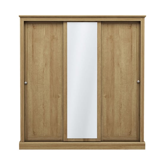 Read more about Devan wooden sliding wardrobe with 3 doors in oak