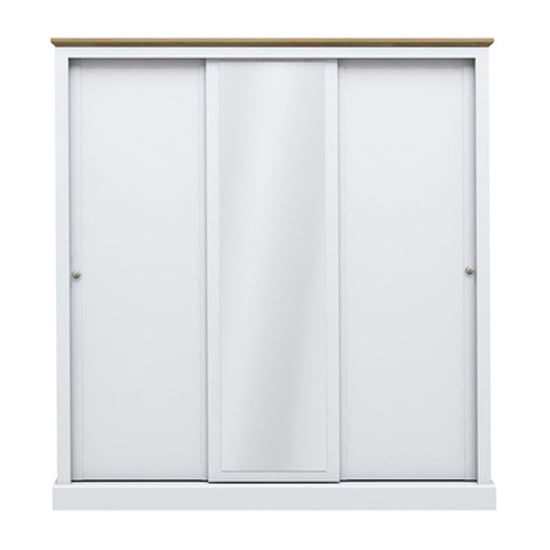 Devan Wooden Sliding Wardrobe With 3 Doors In White