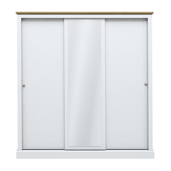 Product photograph of Devan Wooden Sliding Wardrobe With 3 Doors In White from Furniture in Fashion