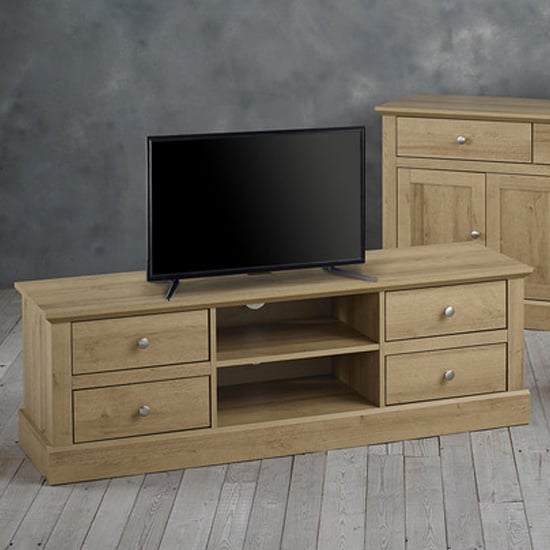 Read more about Devan wooden tv stand with 4 drawers in oak