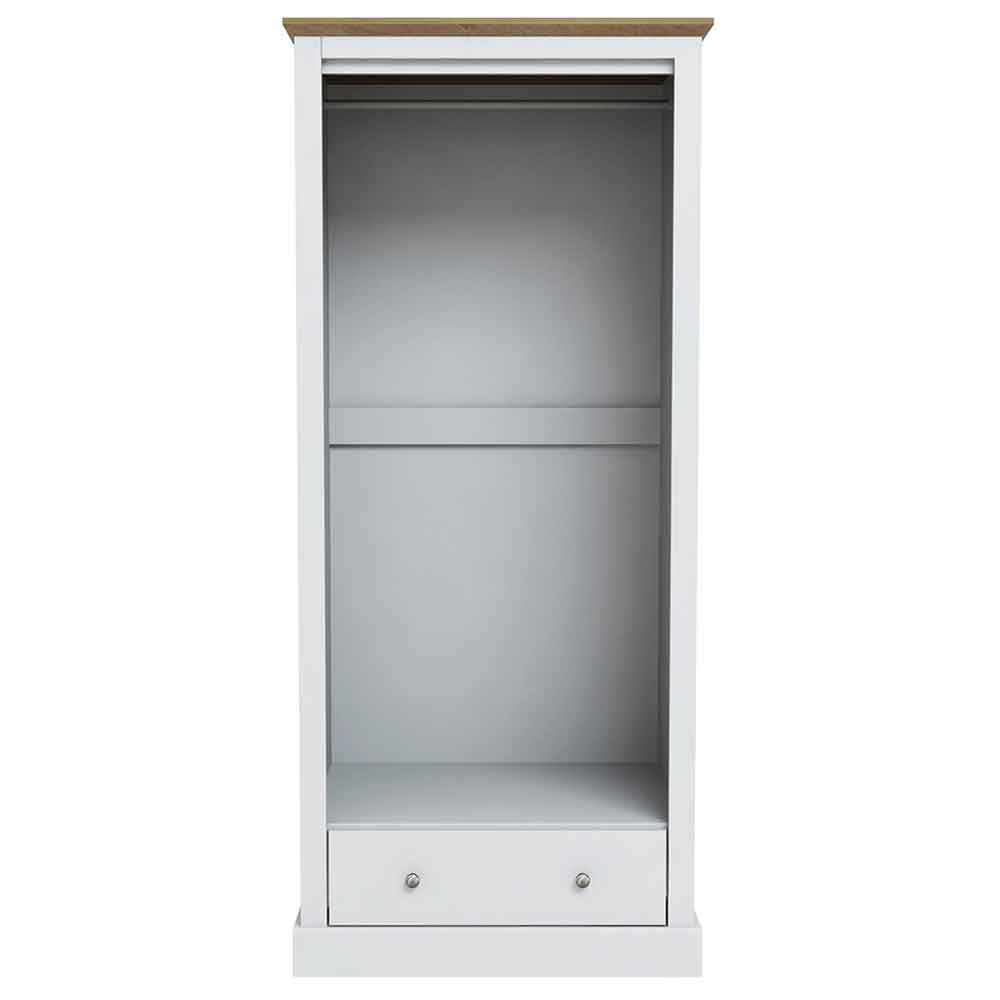 Devan Wooden Wardrobe With 2 Doors And 1 Drawer - White And Oak