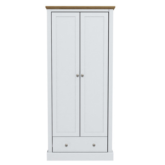 Devan Wooden Wardrobe With 2 Doors And 1 Drawer In White