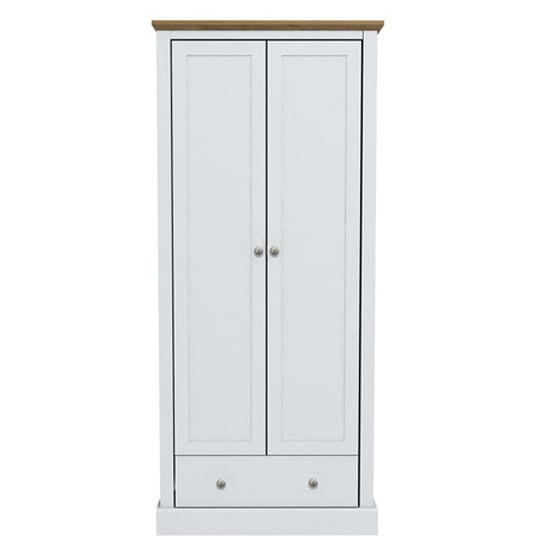 Photo of Devan wooden wardrobe with 2 doors and 1 drawer in white