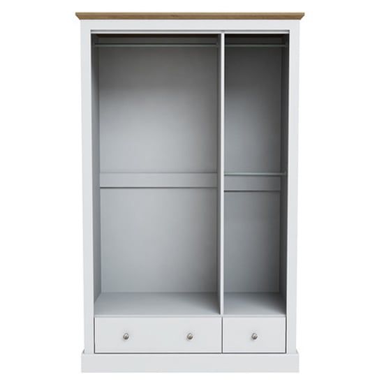 Devan Wooden Wardrobe With 3 Doors And 2 Drawers In White_2