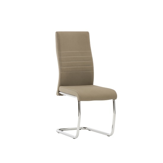 Devan Cantilever Dining Chair In Taupe Faux Leather In A Pair_2