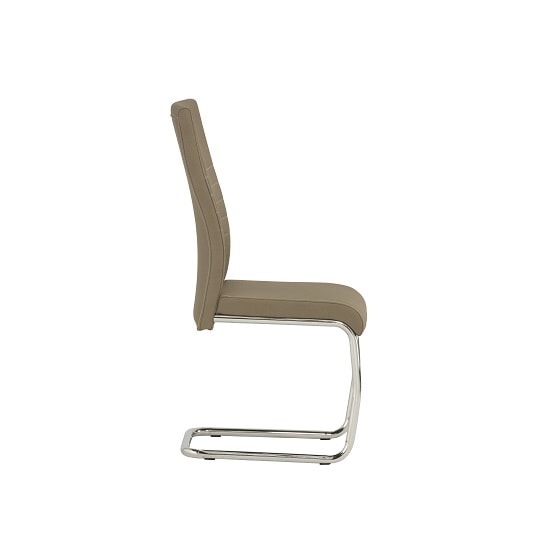 Devan Cantilever Dining Chair In Taupe Faux Leather In A Pair_4