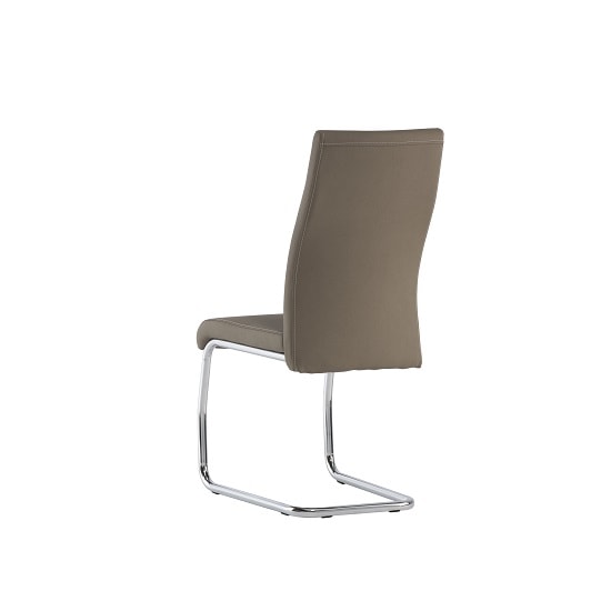 Devan Cantilever Dining Chair In Taupe Faux Leather In A Pair_3