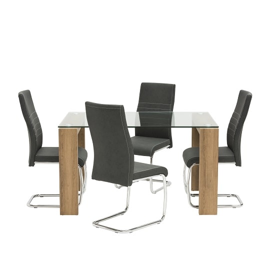 Devan Cantilever Dining Chair In Black Faux Leather In A Pair_6