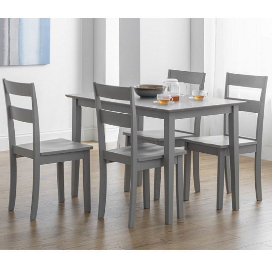 Kalare Wooden Dining Table In Grey Lacquer With 4 Chairs_1