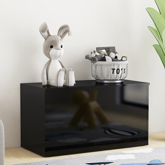 Devaun High Gloss Storage Blanket Box In Black Furniture in Fashion