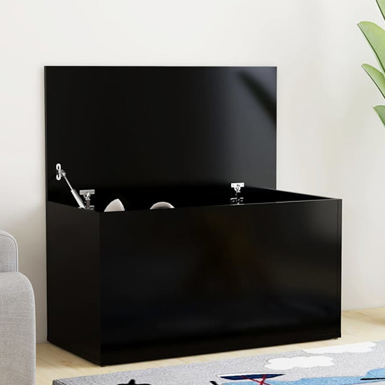 Devaun Wooden Storage Blanket Box In Black Furniture in Fashion